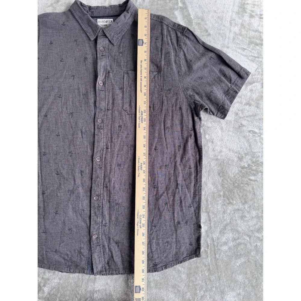 Hang Ten Mens‎ Linen Blend Shirt XXL Gray Button Up Dadcore Beach Casual